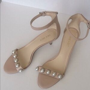 Nine West Beige Pearl-Studded Heels